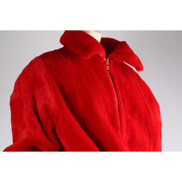 Vintage Luxury Red Sheared Mink Fur Zip Front Jacket Women’s Size L Winter Warm - Picture 15 of 16
